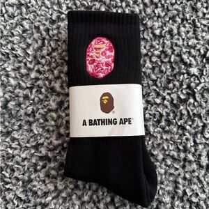 Men’s A Bathing Ape Socks, BAPE, Embroidered, Black, NEW